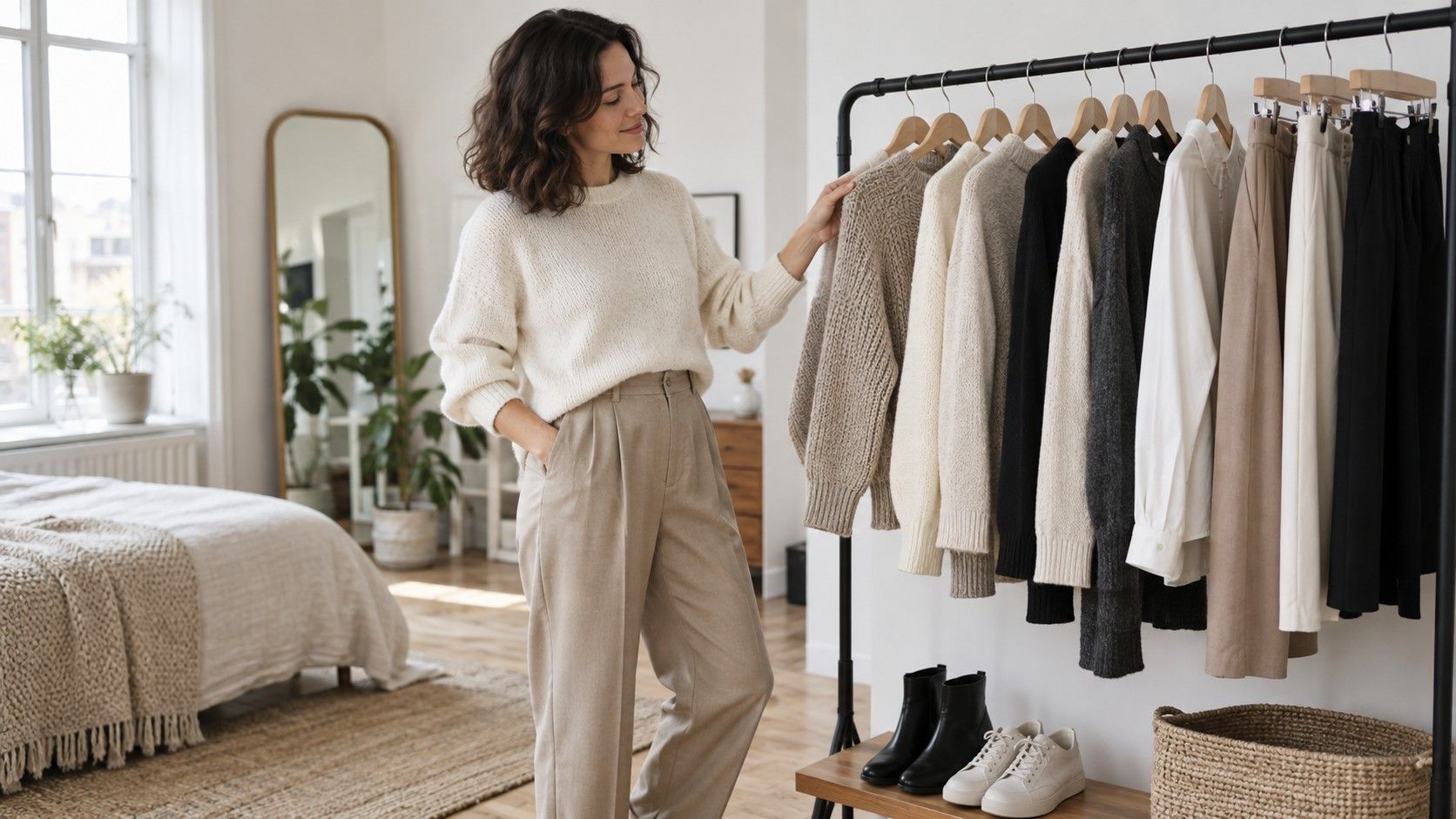 A practical capsule wardrobe with coordinated everyday clothes