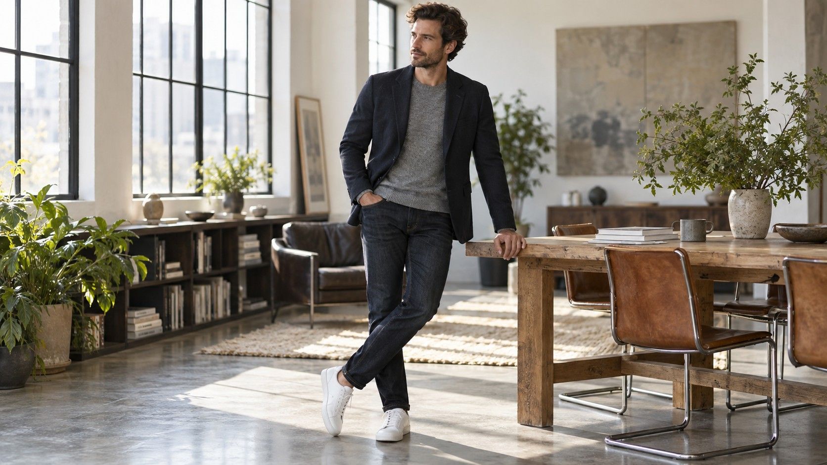A polished smart casual outfit with relaxed tailoring
